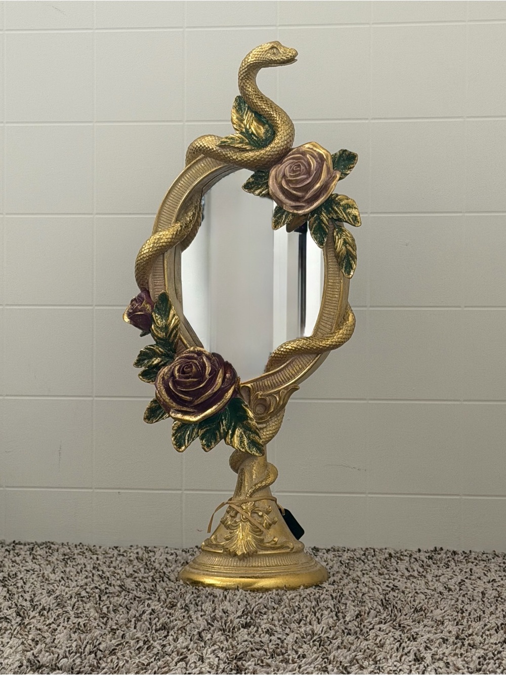 New Gold Snake Mirror with Roses